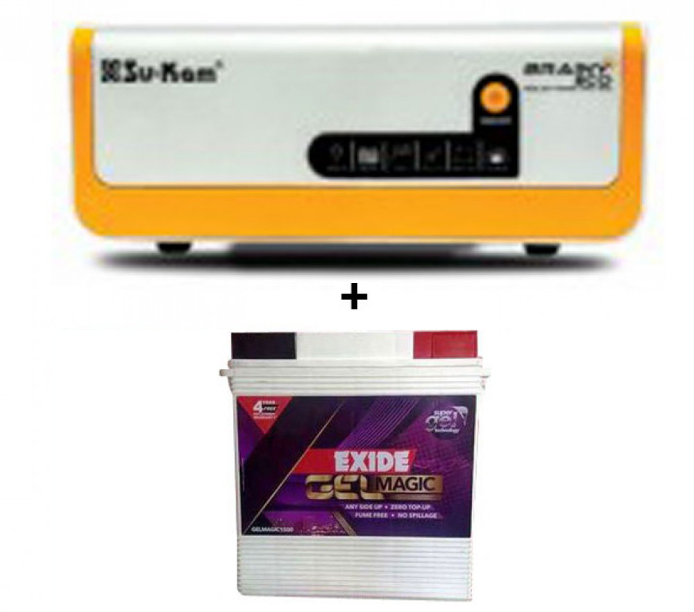 Su-kam Brainy 1100 ECO Solar Home UPS+Exide Gel Magic-1500 150AH