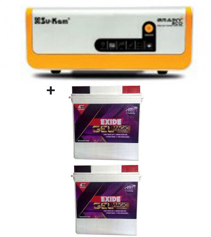 SU-KAM BRAINY ECO 1600 SOLAR HOME UPS+Exide Gel Magic-1500 150AH